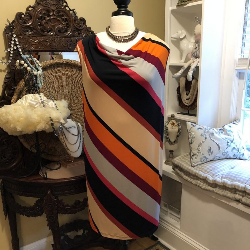Kim Rogers 3X Black Striped Dress